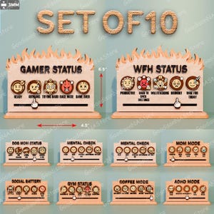 Rolig statusskylt för skrivbordet, humörspårare för kontoret, statusskylt för hemmafru, statusskylt för gamer, skrivbordsdekoration för mental hälsa /G636