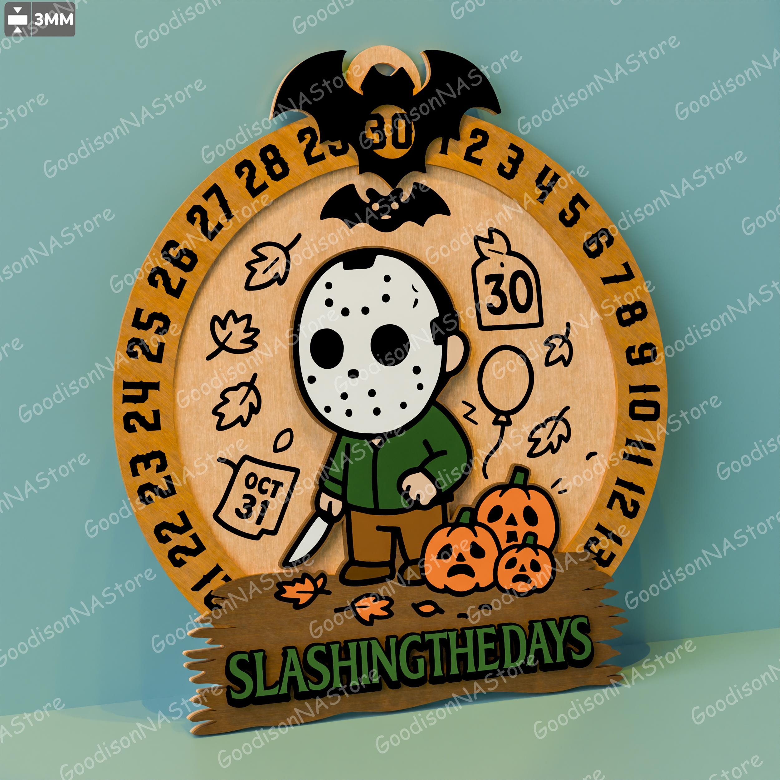 Halloween Horror Countdown Sign Set of 5, Creepy Movie Characters Wood ...