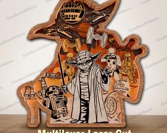 Space Warrior Multilayer SVG, Sci Fi Laser Cut File, Galactic Wood Art, Space Adventure Layered Decor, Glowforge XTool CNC SVG /D56
