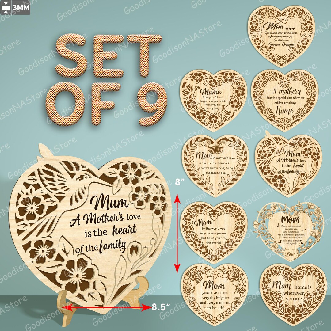 Mom Heart Sign Svg Bundle, Mothers Day Gift Svg, Floral Mom Sign Svg ...