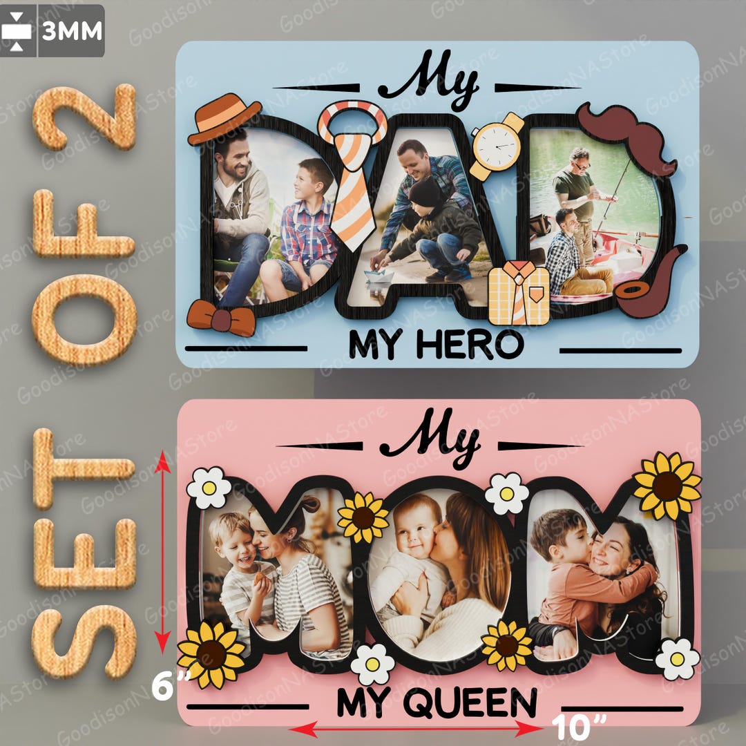 Mom and Dad Photo Frame Laser Cut File | Happy Mother's Day Mom Photo ...