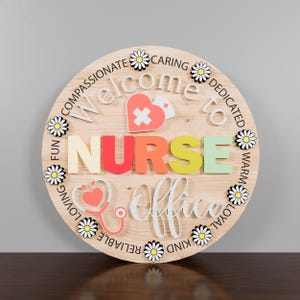 Letrero de bienvenida a la oficina de enfermería, letrero para puerta de enfermería, colgador de puerta de enfermería, regalo para enfermera, letrero de bienvenida para enfermera svg, vida de enfermera svg, enfermera svg /P71