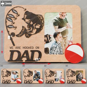 Vaderdag fotolijst lasergesneden bestand | Papa en zoon vissen fotolijst cadeau voor papa Vaderdag fotomagneet We zijn verslaafd aan papa /G080