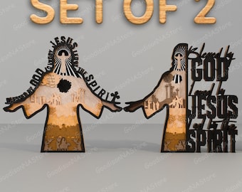 Bendecido por Dios Amado por Jesús Escena Arte Archivo de corte láser / La Pasión - Resurrección de Cristo Él ha resucitado Decoración de Pascua Jesús svg/G021