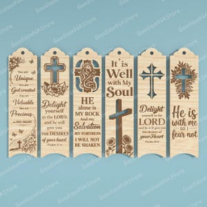Christian Bookmark SVG Bundle, Bible Verse Bookmark Laser Cut File, Religious Cross Bible Bookmark Christian Gift Set of 25 /G574 image 8
