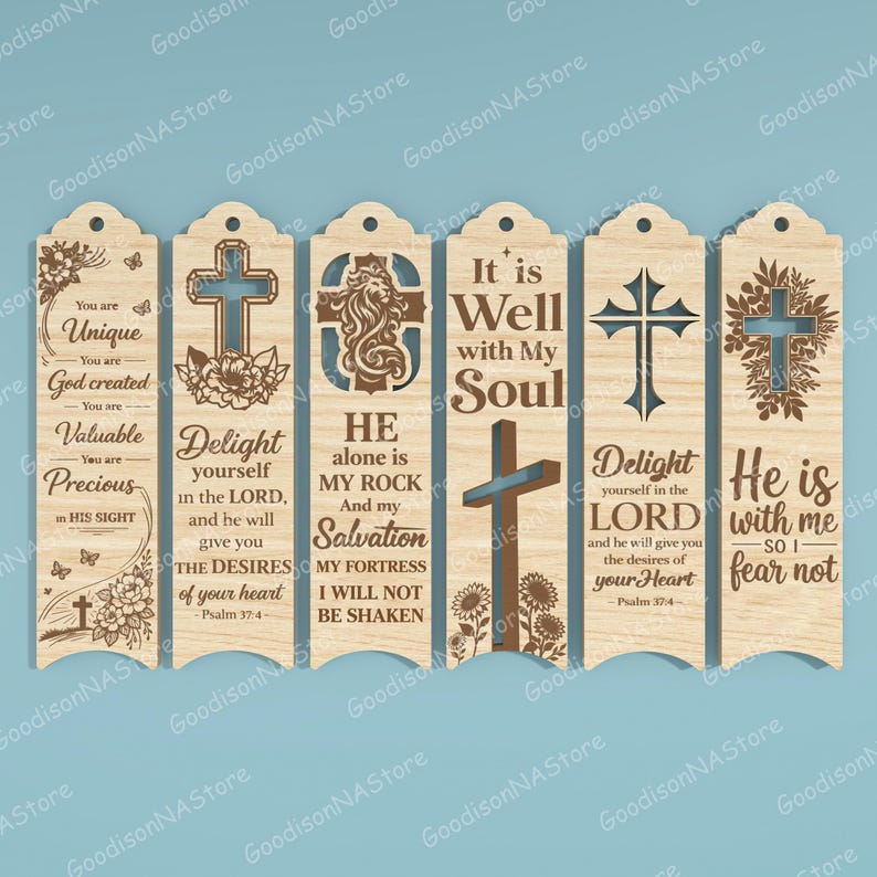 Christian Bookmark SVG Bundle, Bible Verse Bookmark Laser Cut File, Religious Cross Bible Bookmark Christian Gift Set of 25 /G574 image 8