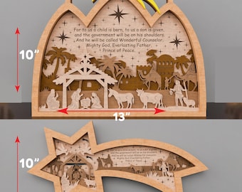 Nacimiento de Navidad Porque nos ha nacido un niño multicapas Svg, Nacimiento SVG, Decoración navideña, Canto navideño, Escena de la Natividad de Navidad /P544