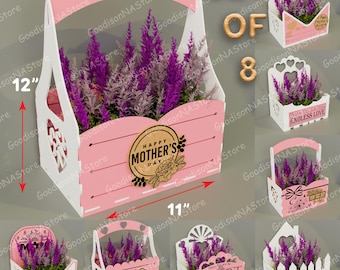Mother’s Day 3D Flower Box SVG Bundle – Layered Laser Cut Floral Basket Template, Gift Box for Mom’s Garden Decor & Display /G162
