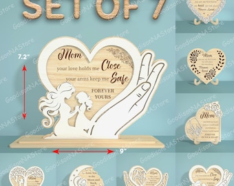 Mom Gift SVG Bundle, Mother Day Sign SVG File, Mom Wooden Decor, Love Mom Quote, Laser Cut Wood Sign, Mother Gift, Digital Download /G596