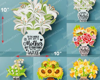 Flowers For Mommy Stand Laser Cut File | Mother's Day Gift for Mom Happy Mother's Day Stand decor Flower Vase for Mom /G203