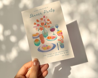Hand-Drawn Dinner Party Invitation Template (Digital Download)