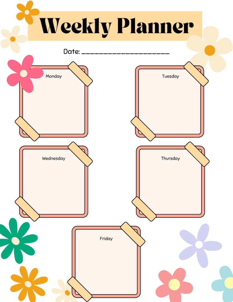 Printable Weekly Planner, Teacher Planner, Cute Stationary, Cute ...