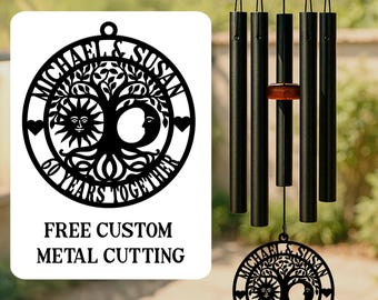 Personalized Anniversary Wind Chime, Custom Metal Tree of Life, 60th Anniversary Gift