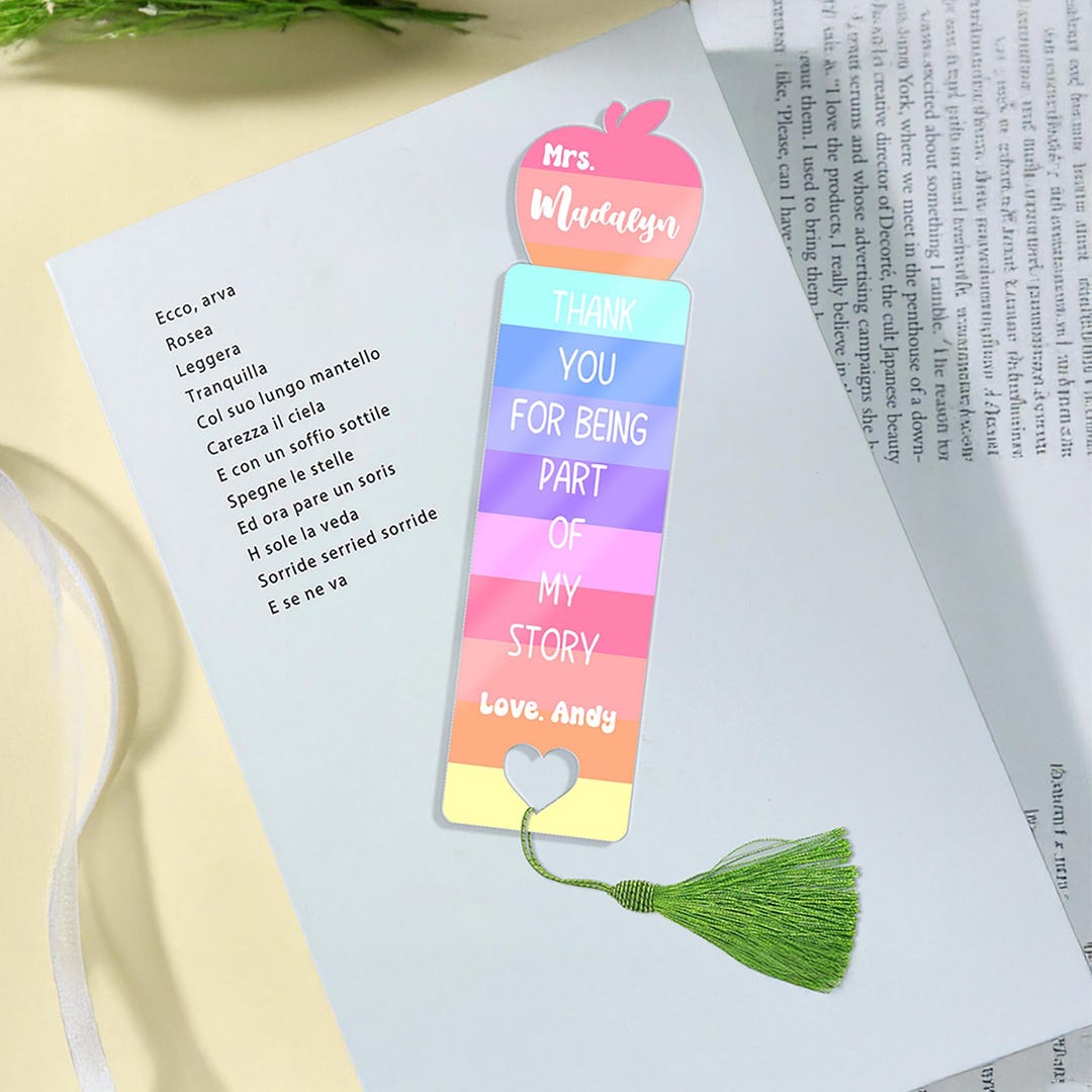 Personalized Teacher Bookmark With Tassel – Acrylic Thank You Gift From ...