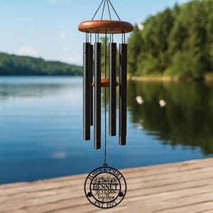 Couple Anniversary Wind Chime, Custom Etched Romantic Gift, Wedding Outdoor Decor, Personalized 25th/40th/50th Milestone, Parents Keepsake afbeelding 3