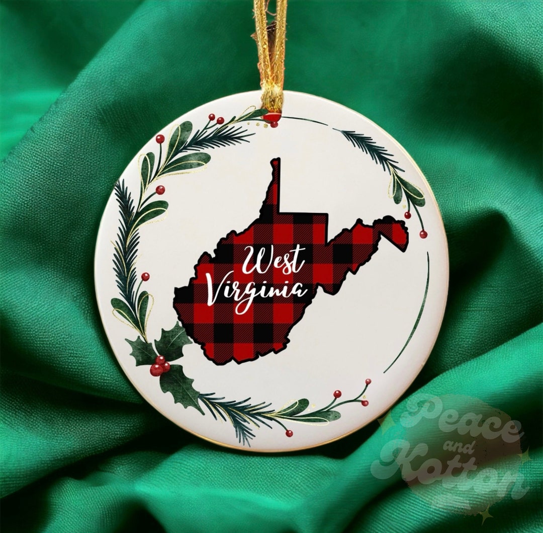 Custom State Christmas Ornament, West Virginia Ornament, KY Ornament