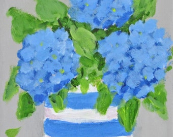 Hydrangea Art  Hydrangea Painting  Hydrangea Wall Art Blue and White Art