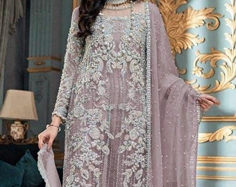 Lilac Pakistani Wedding Dresses, Indian handmade Clothes Salwar kameez Style Eid Party Dress Stitched Suit Guest Outfit Made to Order