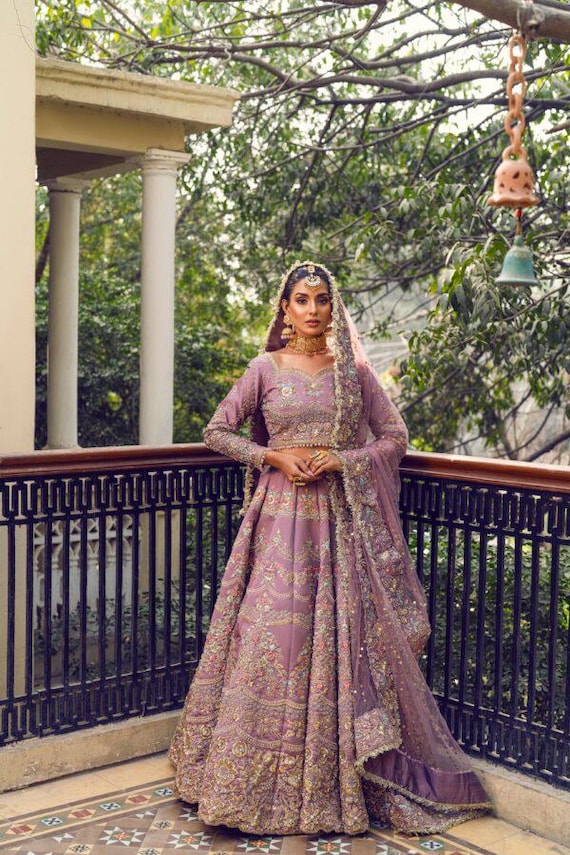 Lavender Lehenga Pakistani Bridal Dress Wedding Indian Handmade Embroidery Clothes Nikkah Salwar Kameez Outfit Made to Order Guest Dresses Etsy