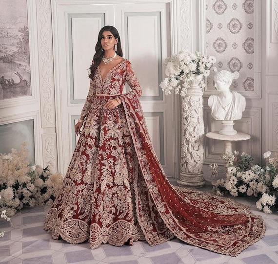 Red Bridal Pakistani Indian Wedding Dresses Latest Party Dress Barat Nikkah  Gown Suit Handmade Embroidery Clothes Stitched Maxi Guest Outfit - Etsy