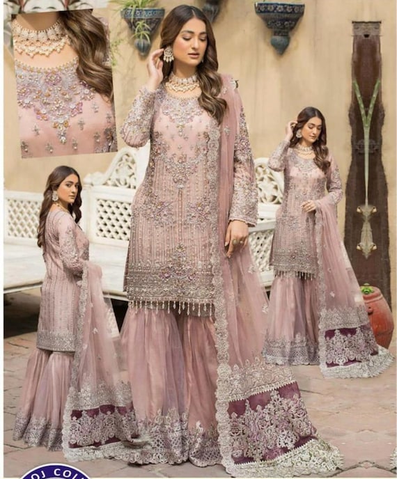 Latest Pakistani Wedding Dresses Eid Party Dress Indian Embroidery Clothes Stitched Gharara Mehndi Nikkah Kameez Suit Outfit Made to Order Etsy