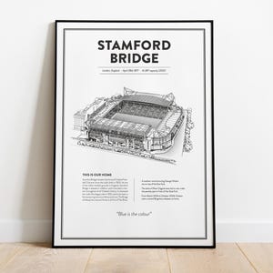 Stamford Bridge / Arte mural de Stamford Bridge / Póster del Chelsea FC / Póster del estadio / Pósteres de fútbol / Impresión de fútbol / Tamaños flexibles / Regalo