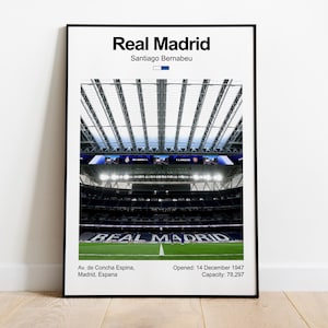 Real Madrid Poster | Santiago Bernabeu Stadium Poster | Real Madrid Stadium Poster | Football Posters | Soccer Print | Flexible Sizes