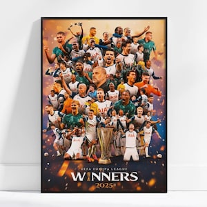Tottenham Poster | Tottenham Europa League 2025 Champions Poster | Spurs Football Wall Art | Football Posters | Soccer Print
