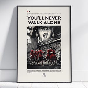 Póster del Liverpool / Póster de fútbol del estadio Anfield / Póster "Nunca caminarás solo" / Pósteres de fútbol / Impresión de fútbol / Póster de regalo