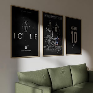 Lionel Messi set van 3 posters | Lionel Messi bundelt 3 packs | Voetbalafdruk Argentinië | Voetbalposters | Eenpersoonskamer | Flexibele maten