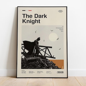 Póster de El Caballero de la Noche / Impresión de El Caballero de la Noche / Póster de película / Arte de mediados de siglo / Arte minimalista / Impresión retro vintage