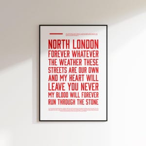 Arsenal Poster | North London Forever | Emirates Stadium Football Poster | Football Posters | Soccer Print | Flexible Sizes | Gift Poster
