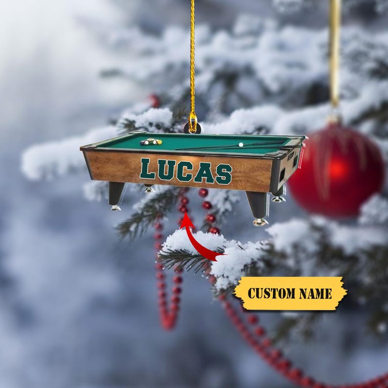 Personalized Name Billiards Ornament, Acrylic 2D Ornament, Christmas