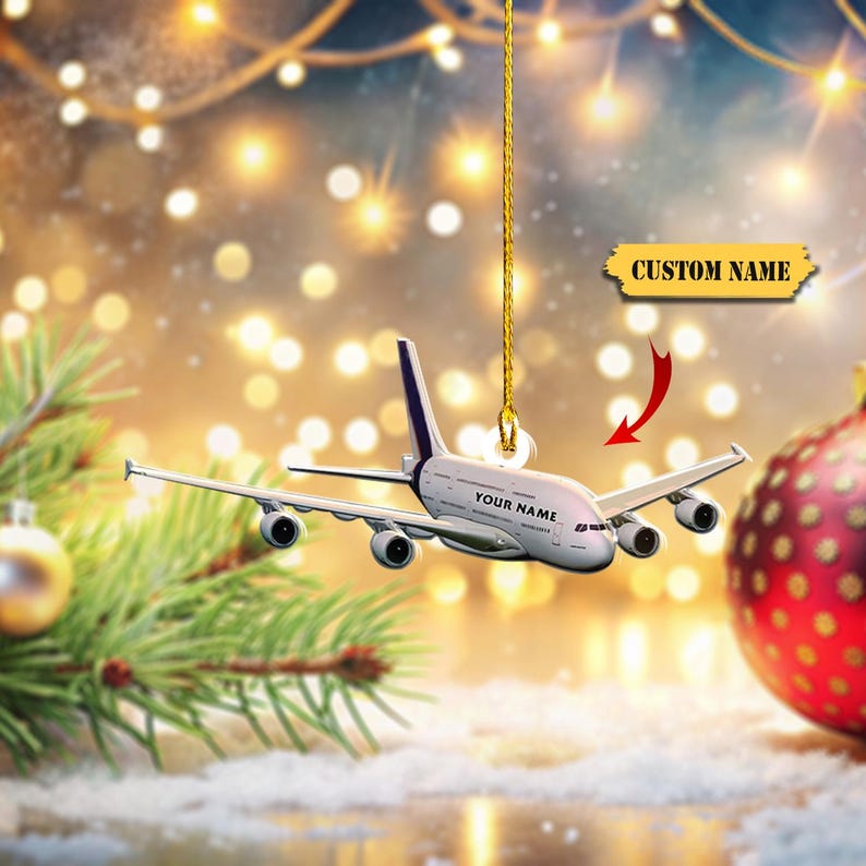 Podagree Personalized Airplane Ornaments 2D Acrylic for Christmas Tree