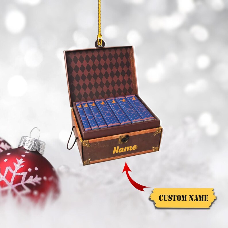 Books Christmas Ornament 2D Acrylic, Reading Book Ornament, Book Lovers