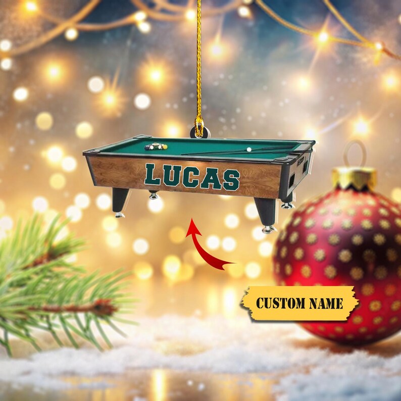 Personalized Name Billiards Ornament, Acrylic 2D Ornament, Christmas