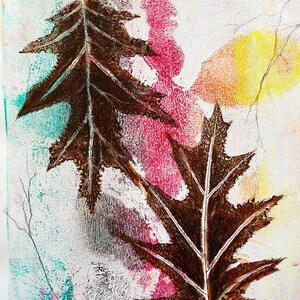 Lot de 10 cartes de voeux uniques, cartes de voeux artistiques, cartes imprimées botaniques monotypes