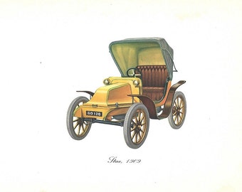 Vintage Color Car Print of a 1909 Itae