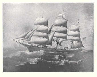 Print of the Sailing Ship Carrie Reed, built in 1870