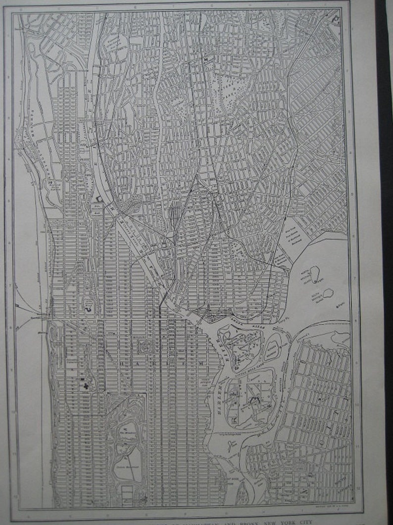 Antique 1914 City map of New York City, Manhattan and the Bronx image 1