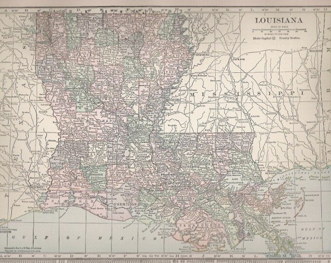Old Vintage Map of Louisiana - Etsy