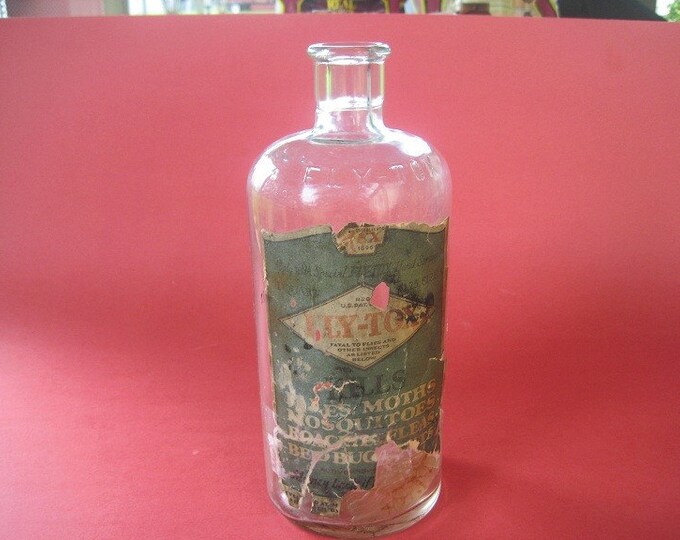 Vintage Apothecary Bottle, Fly Tox With Lable Etsy