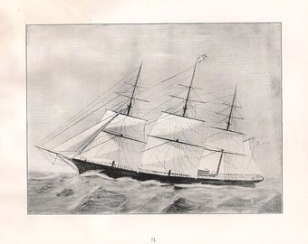 Old Print of the Sailing Ship Sovereign of the Seas, built in 1852