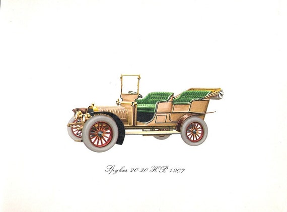 Antique Car Print 1907 Spyker Etsy