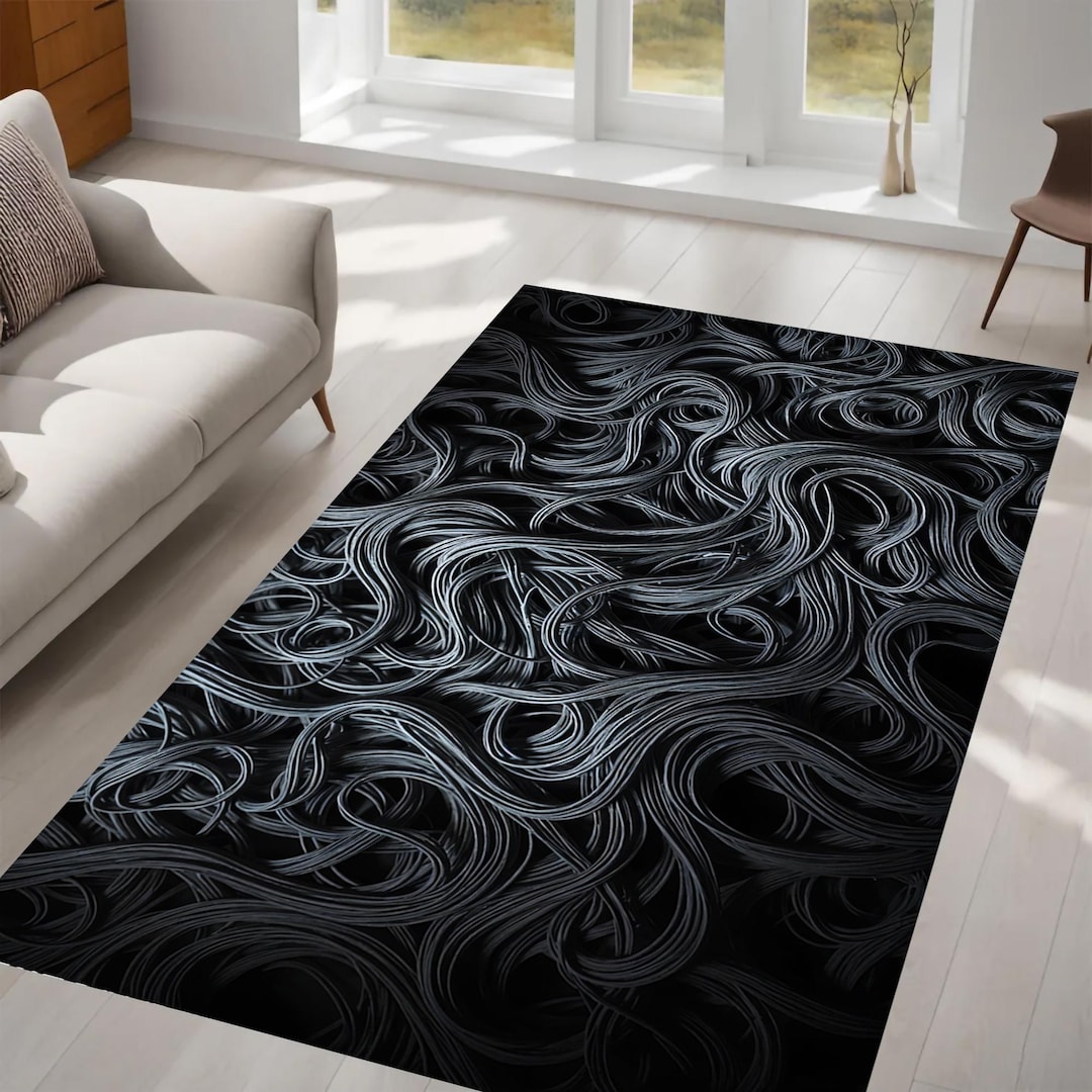Abstract Texture Rug, Swirl Design Rug, Dynamic Flow Pattern, Modern ...