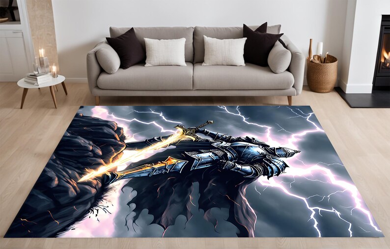 Moon Knight Rug Storm Knight Rug, Medieval Rug, Armor Clad Rug, Electric Storm Rug ...