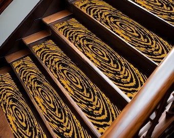 Modern Stair Rug, Non-Slip Stair Carpet, Stylish Stair Rugs, Home Decor, Durable Stair Rug, Step Rug, Gift, Maze Rug, Spiral Starburst Rug