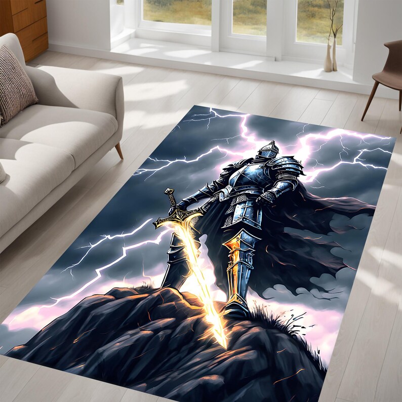 Meta Knight Rug Storm Knight Rug, Medieval Rug, Armor Clad Rug, Electric Storm Rug ...