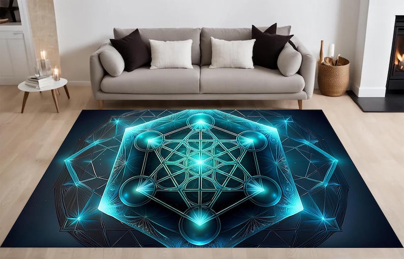 Metatron Cube Rug Metatrons Cube Sacred Geometry Rug, Cosmic Design, Spiritual Energy ...