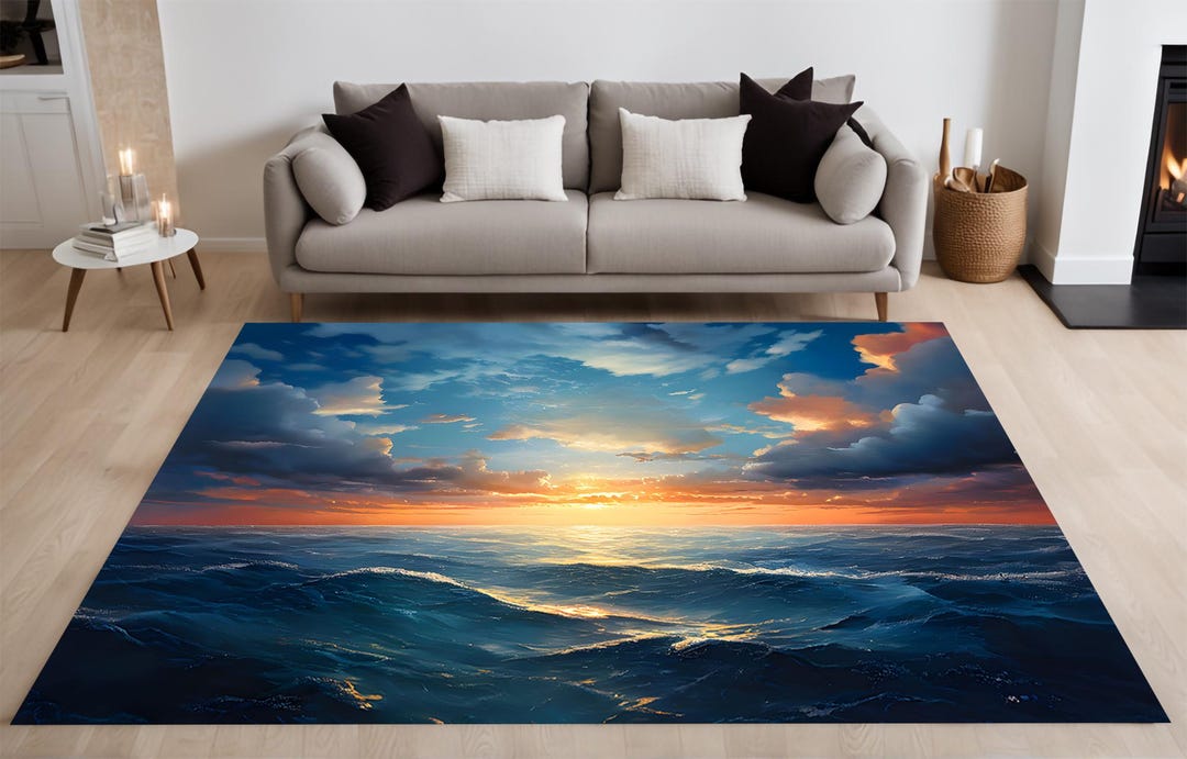 Ocean Reflection Rug Ocean Sunset Rug, Enormous Sky Rug, Waves Rug, Sea Rug, Coastal ...